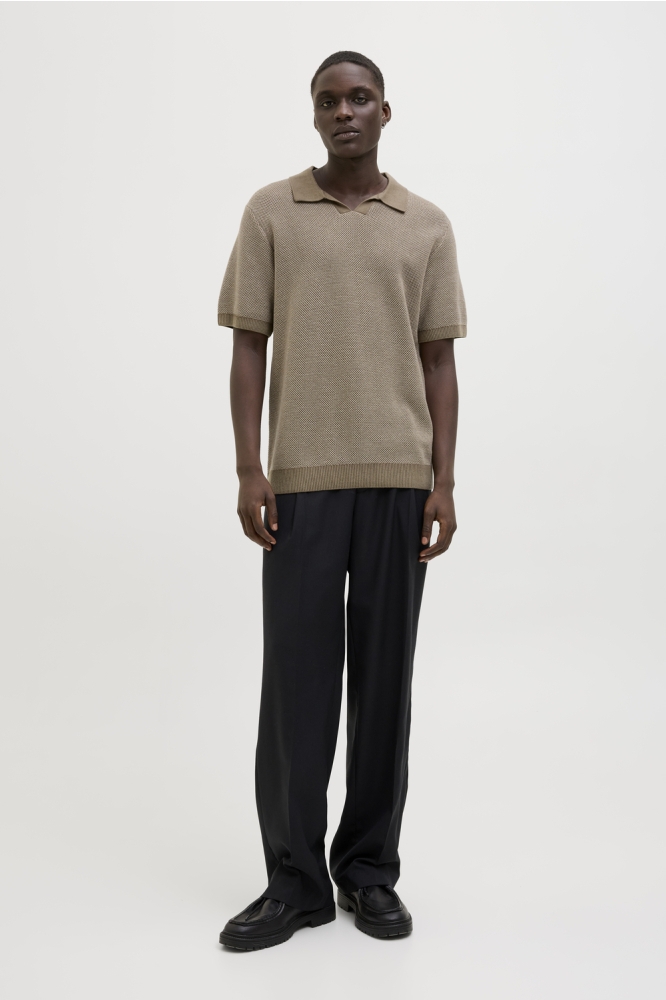 JPRCCEASTON KNIT SPLIT NECK SS SN 12273012 Rain Drum